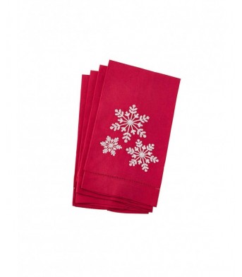 Christmas Snowflake Stitched Linen Towels-4 Pack